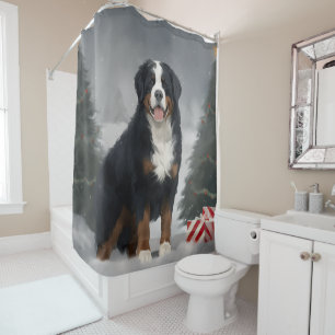 Rideaux De Douche Bouledogue de montagne bernois dans la neige de No