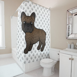 Rideaux De Douche Bouledogue français bringé Chien de dessin animé m