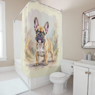 Rideaux De Douche Bouledogue Français Fauve Brun Coloré Chien French