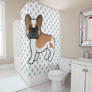 Rideaux De Douche Bouledogue Français Rouge Pied Mignon Chien de Des