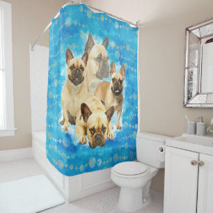 Rideaux De Douche Bouledogues français - collage de Frenchie