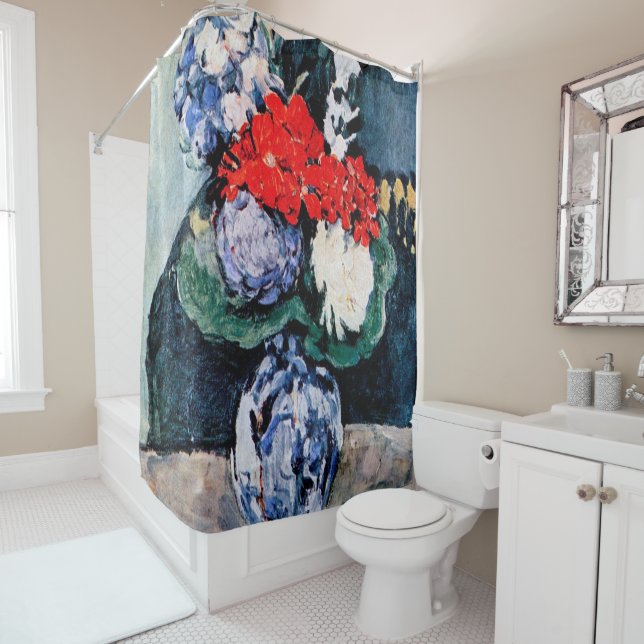 Rideaux De Douche Bouquet avec Little Delft, Paul Cezanne (En situation)