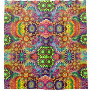 Rideaux De Douche Bouquet de design floral coloré Mandala Motif