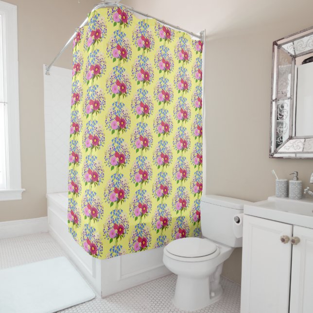 Rideaux De Douche Bouquet de fleurs avec Dahlia (En situation)