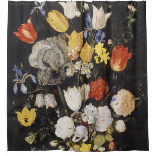 Rideaux De Douche Bouquet de fleurs dans un vase de terre (1610)