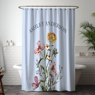 Rideaux De Douche Bouquet de fleurs sauvages à l'aquarelle #1 nom pe