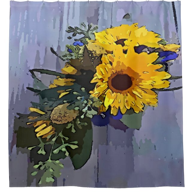 Rideaux De Douche Bouquet de tournesol jaune (Devant)