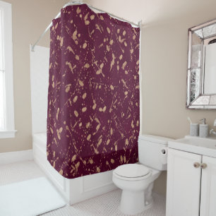 Rideaux De Douche Bourgogne & Rose Gold Splatter Art Abstrait modern