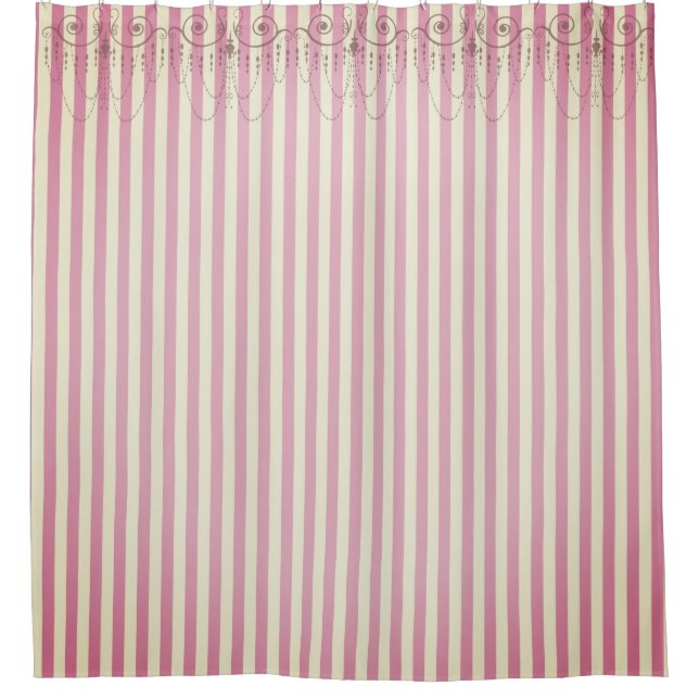 Rideaux De Douche Boutique Stripes Rose / Lustres - (Devant)