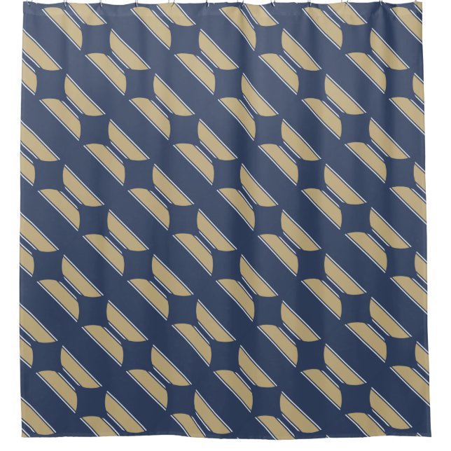 Rideaux De Douche BOUTON Bandes RONDES sable bleu gris (Devant)