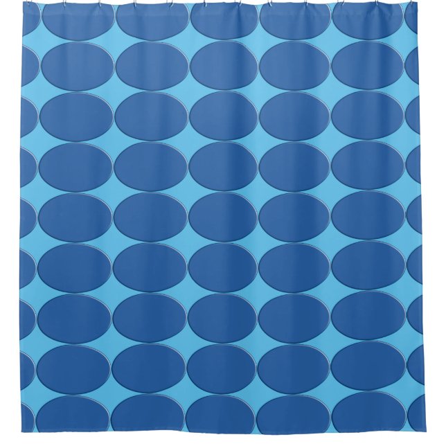 Rideaux De Douche Bouton ovale - bleu + votre backgr. & idées (Devant)