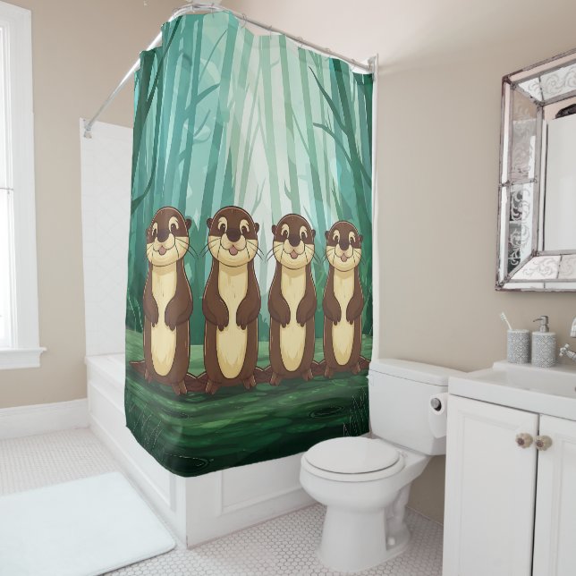 Rideaux De Douche Boutons de dessin (En situation)