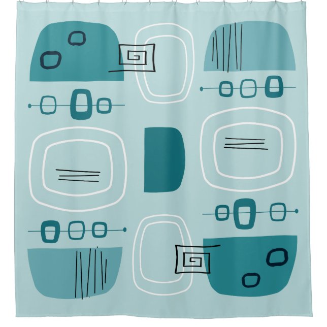 Rideaux De Douche Bowles et pierres modernes du milieu du siècle Tur (Devant)