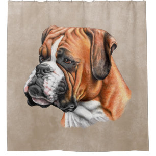 Rideaux De Douche Boxe Dog Art Portrait Salle de bains Brown standar