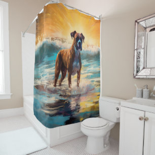 Rideaux De Douche Boxer Beach Surfing Peinture