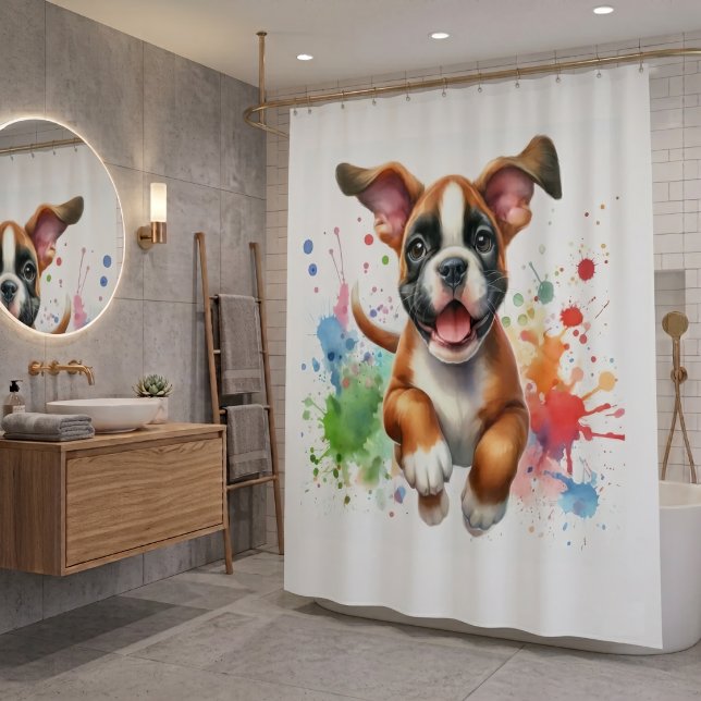 Rideaux De Douche Boxer Dog Color Splash (Créateur téléchargé)