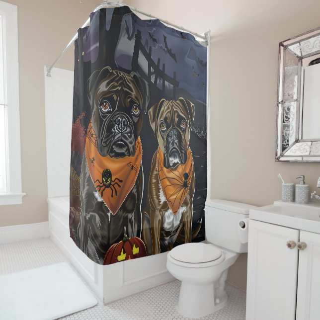 Rideaux De Douche Boxer Halloween Squelettes (En situation)