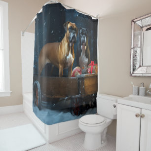 Rideaux De Douche Boxer Snowy Sleigh Décor de Noël