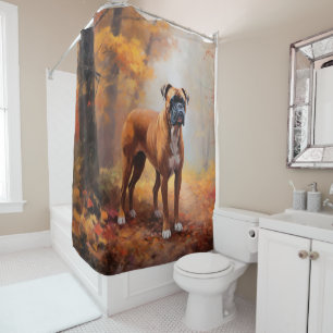Rideaux De Douche Boxeur dans les feuilles d'automne tombent inspire