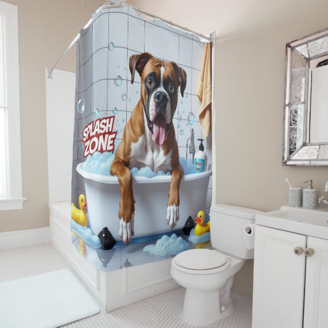 Rideaux De Douche Boxeur Débraillé Endormi Mignon Drôle (En situation)