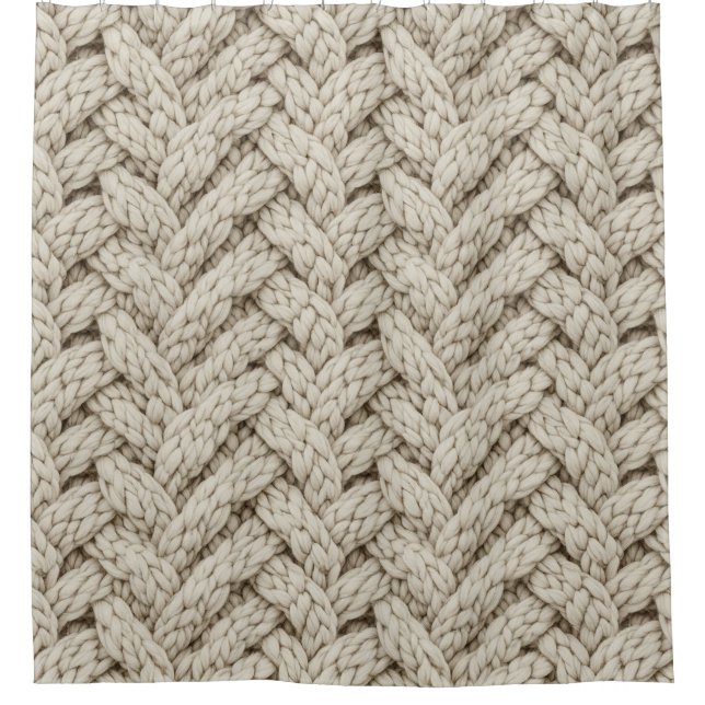 Rideaux De Douche Braided Thread Knit Texture – Warm Beige (2) (Devant)