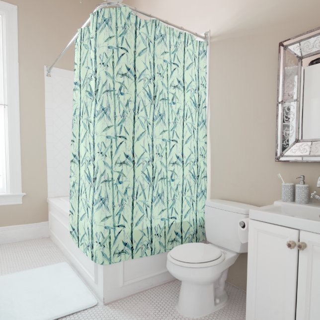 Rideaux De Douche Branches de bambou. (En situation)