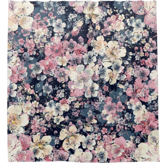 Rideaux De Douche Branches en fleurs : aquarelle transparente motif (Devant)