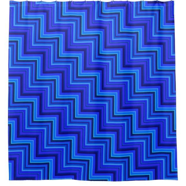 Rideaux De Douche Brayures bleues escaliers motif (Devant)