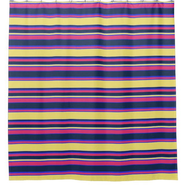 Rideaux De Douche Brayures rose, jaune et bleue (Devant)