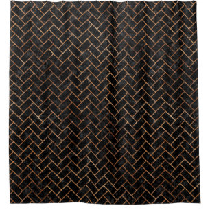 RIDEAUX DE DOUCHE BRICK2 MARBRE NOIR & PIERRE BROWN