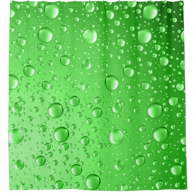 Rideaux De Douche Bright Green Water Droplets (Devant)