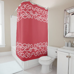 Rideaux De Douche Brique rouge avec des défilés blancs