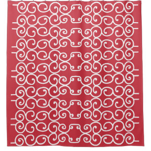 Rideaux De Douche Brique rouge avec des défilés blancs