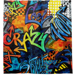 Rideaux De Douche Briques de graffitis : Abstrait urbain