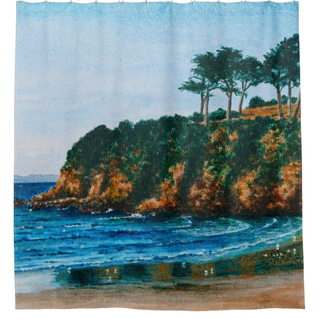 Rideaux De Douche Brittany Beach Peinture Acrylique, Bain (Devant)