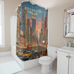 Rideaux De Douche Broadway New York Voyage Art Vintage