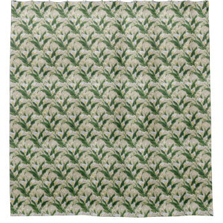 Rideaux De Douche Broderie botanique de calla lily verte et blanche