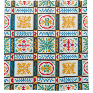 Rideaux De Douche Broderie italienne Majolica : Floral méditerranéen