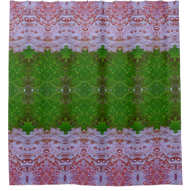 Rideaux De Douche Bronze et Feuilles verts Ikat (Devant)