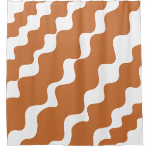 Rideaux De Douche Brown blanc slaning vagues motif