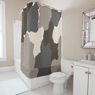 Rideaux De Douche Brown, gris, taupe et ivoire