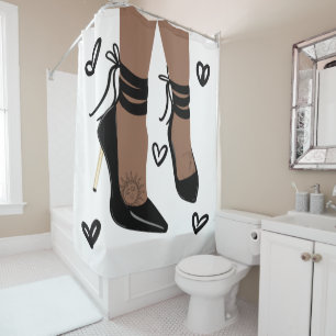 Rideaux De Douche Brown peau noire Strappy High Heels Sun Moon Chic