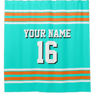 Rideaux De Douche Brt Aqua Citrouille Orange Whats Stripes Sports Je