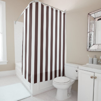 Rideaux De Douche Brun et blanc rayures verticales café