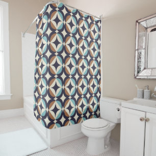 Rideaux De Douche Brun moderne de la moitié du siècle et motif