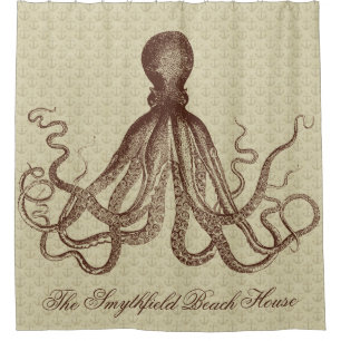 Rideaux De Douche Brun nautique vintage d'Ancres de Chambre de plage