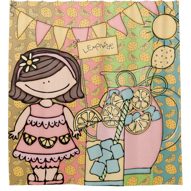 Rideaux De Douche Brune Girl Lemonade Stand (Devant)