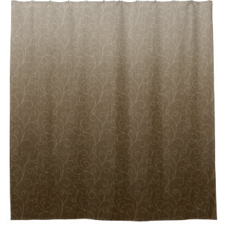Rideaux De Douche Bruns Ombre en Dégradé avec Motifs de Rouleaux Cou