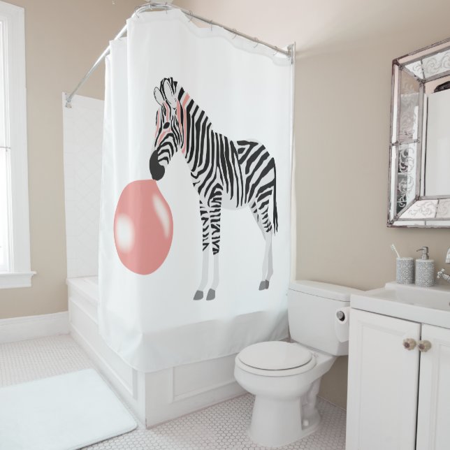 Rideaux De Douche Buble Gum Zebra Blowbble (En situation)