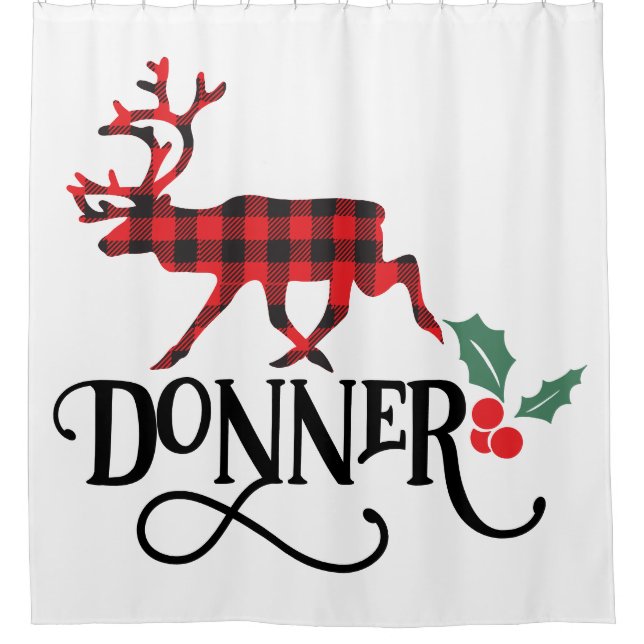 Rideaux De Douche Buffalo Plaid Donner Reindeer (Devant)